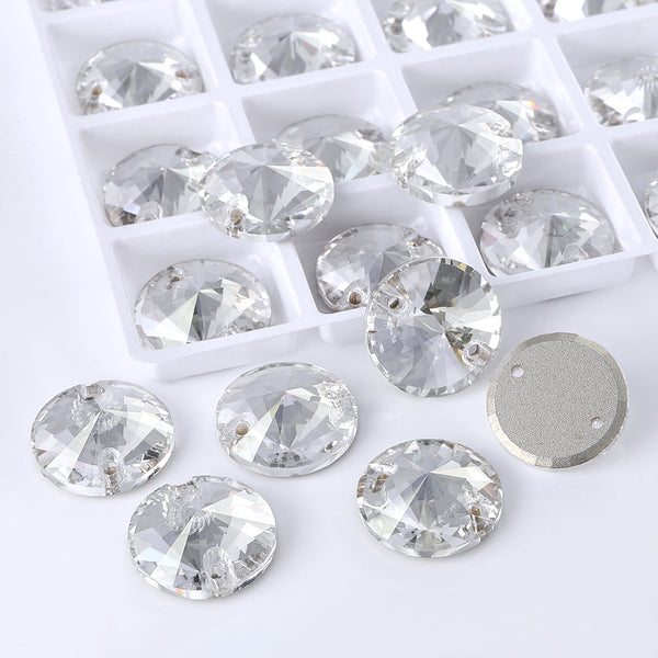 Silver Shade Rivoli  Shape High Quality Glass Sew-on Rhinestones WholesaleRhinestone