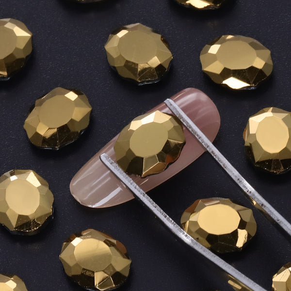 Mine Gold Magic Mirror Shape Pointed Back Fancy Rhinestones For Nail Art