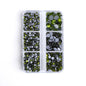 Mixed Sizes 6 Grid Box Olive Green Glass HotFix Rhinestones For Clothing DIY WholesaleRhinestone