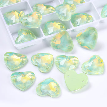 Light Azore AM Heart Shape High Quality Glass Sew-on Rhinestones WholesaleRhinestone