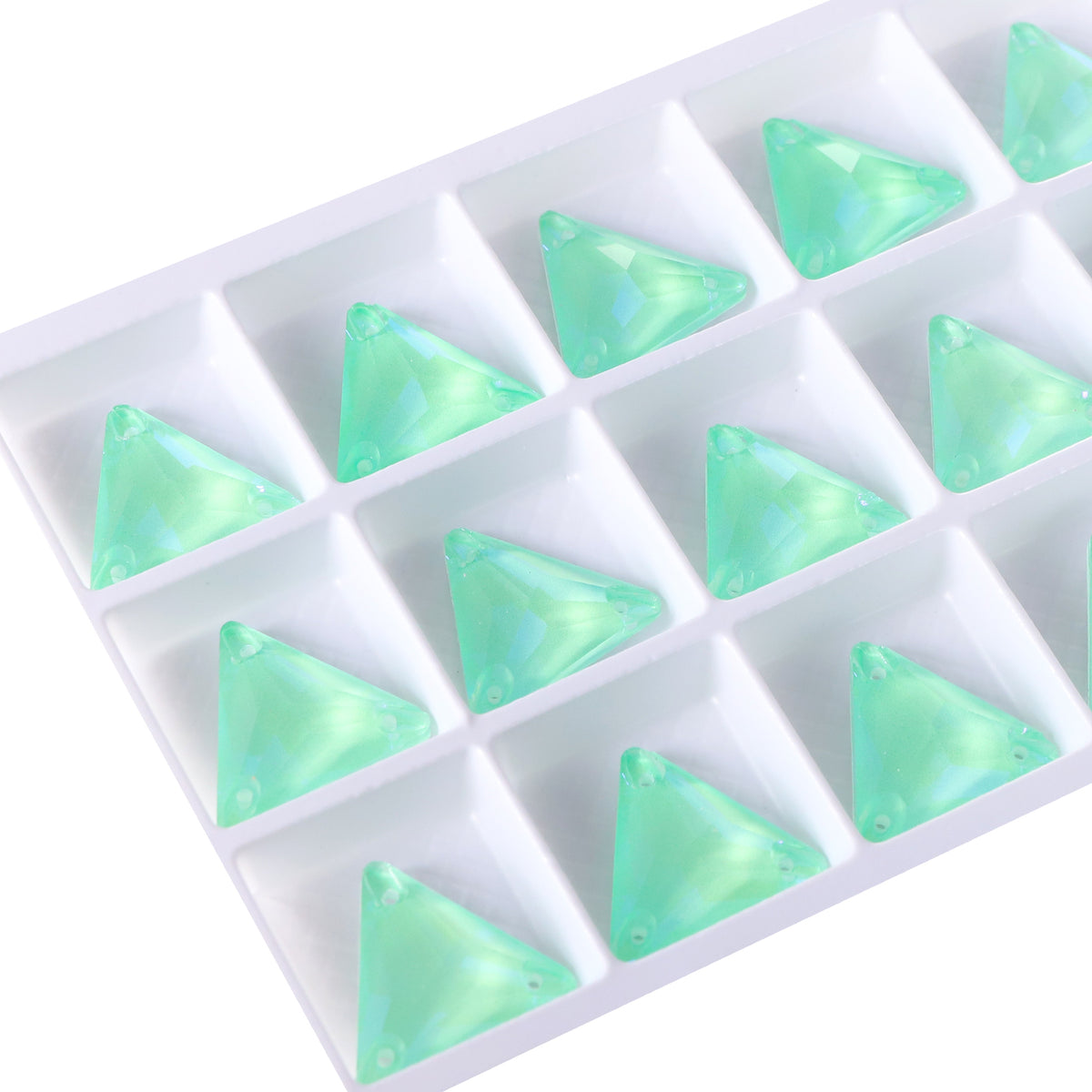 Elektrisk neon greenwrap trekant form av høy kvalitet på sy-på rhinestones