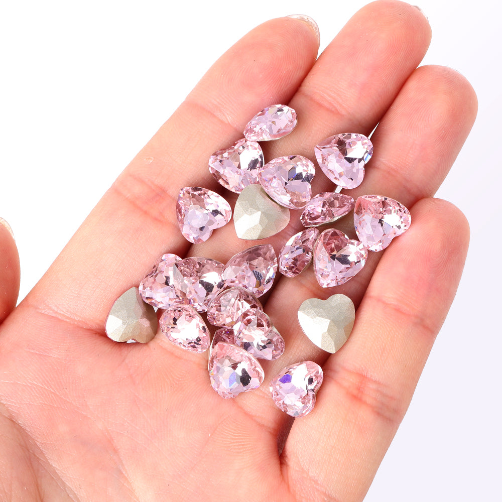 Lys rose hjerteform af glas af høj kvalitet pegede tilbage fancy rhinestones Sekundært billede