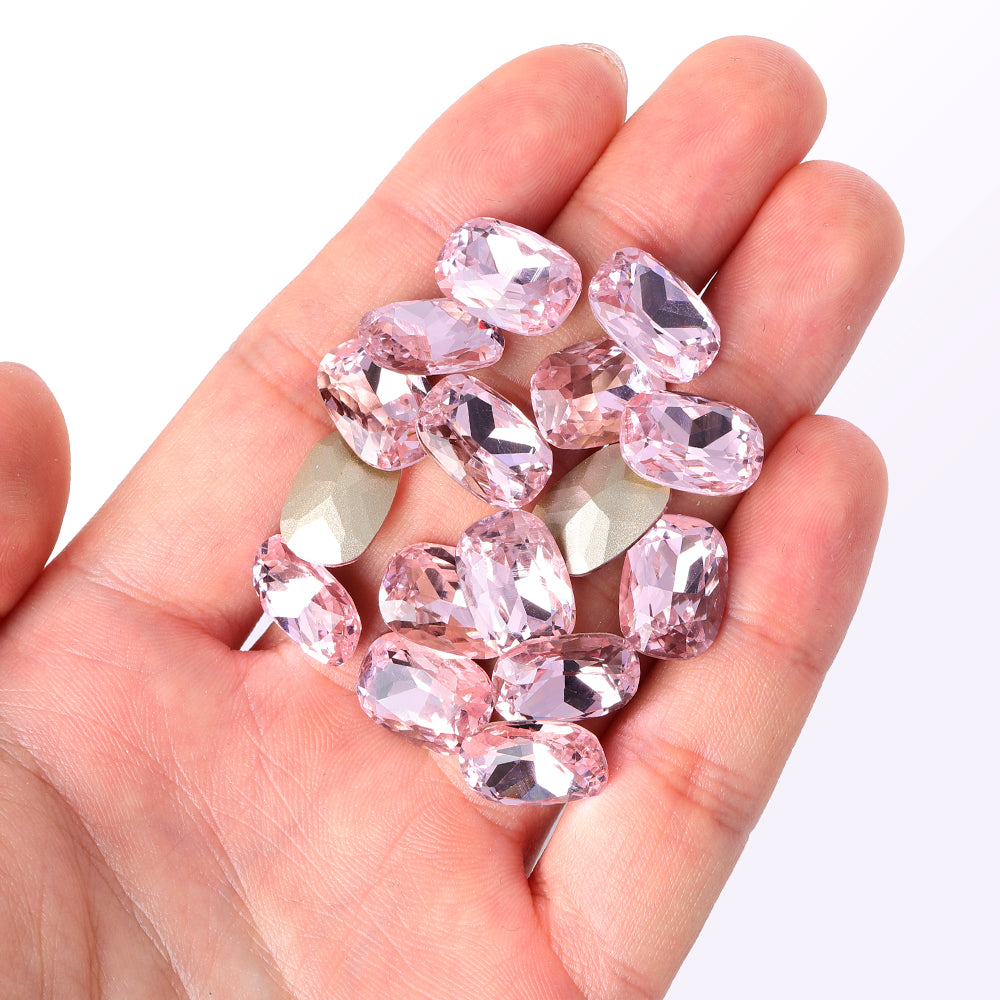 Light Rose Cushion Shape High Quality Glass Pointed Back Fancy Rhinestones Secondary image