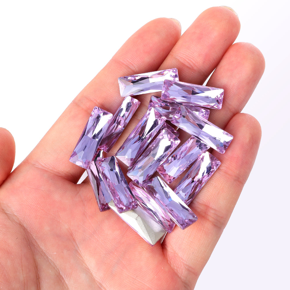 Violet Princess Baguette Shape High Quality Glass Pointed Back Fancy Rhinestones