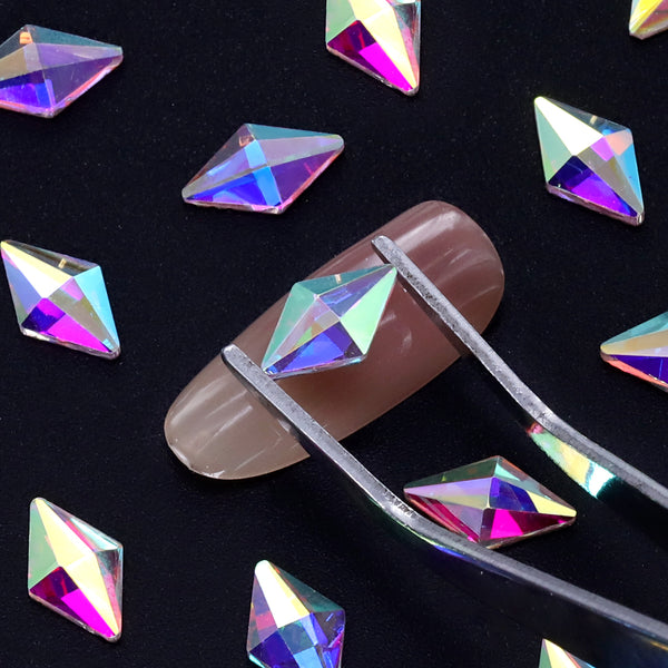 Rhombus Shape Crystal AB Flat Back Fancy Rhinestones