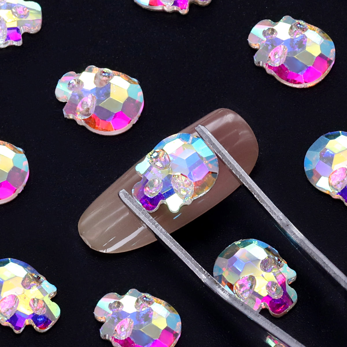Skull Shape Crystal AB Flat Back Fancy Rhinestones
