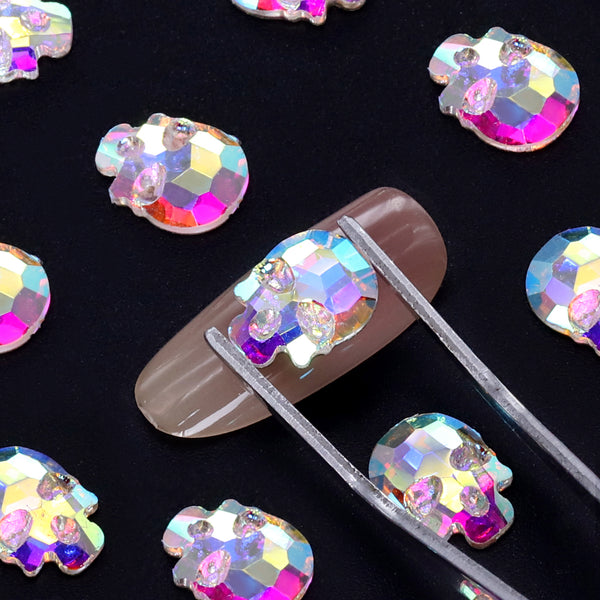 Skull Shape Crystal AB Flat Back Fancy Rhinestones