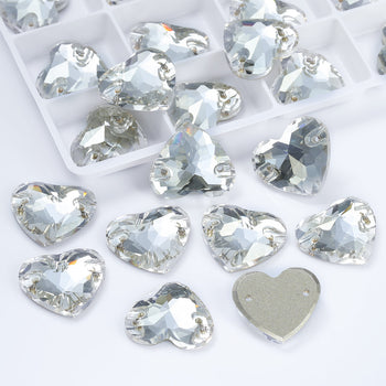 Silver Shade Heart Shape High Quality Glass Sew-on Rhinestones WholesaleRhinestone
