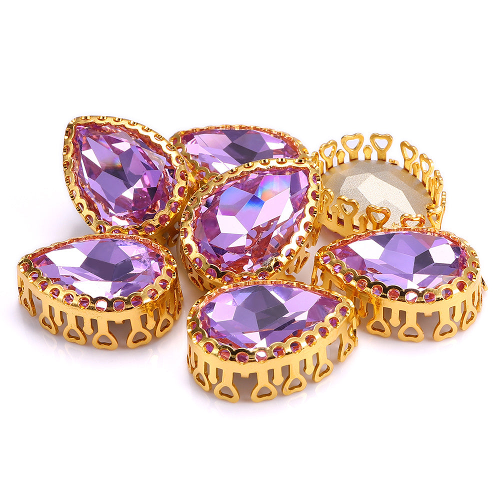 Forma de gota violeta de vidro de alta qualidade, ninho de ninho oco strassmestas de garra
