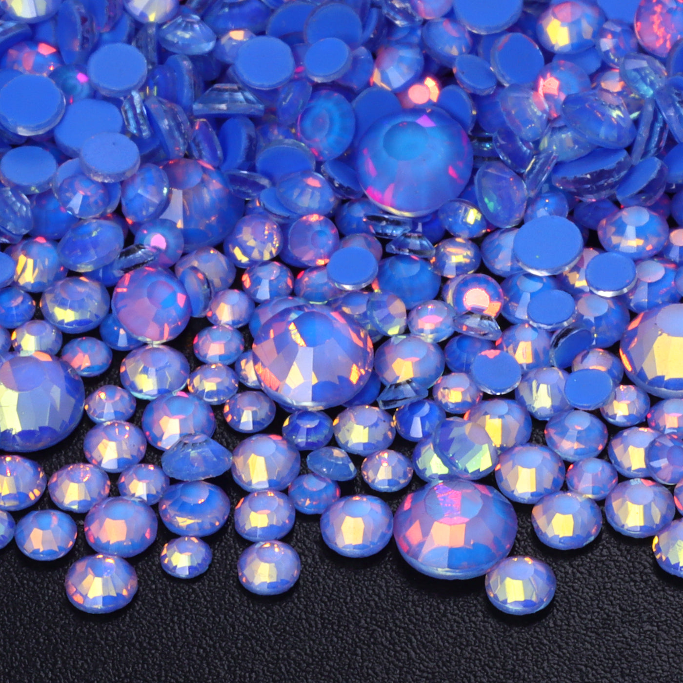 Mieszane rozmiary Mocha Opal Dk Blue Glass Flat Back Rhinestones for Nail Art Drugie zdjęcie produktu