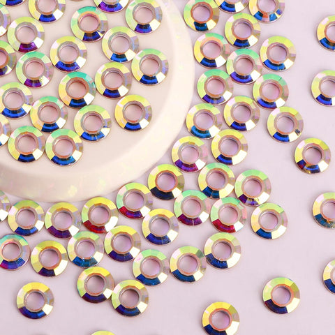 Round Hollow Shape Crystal AB Flat Back Fancy Rhinestones