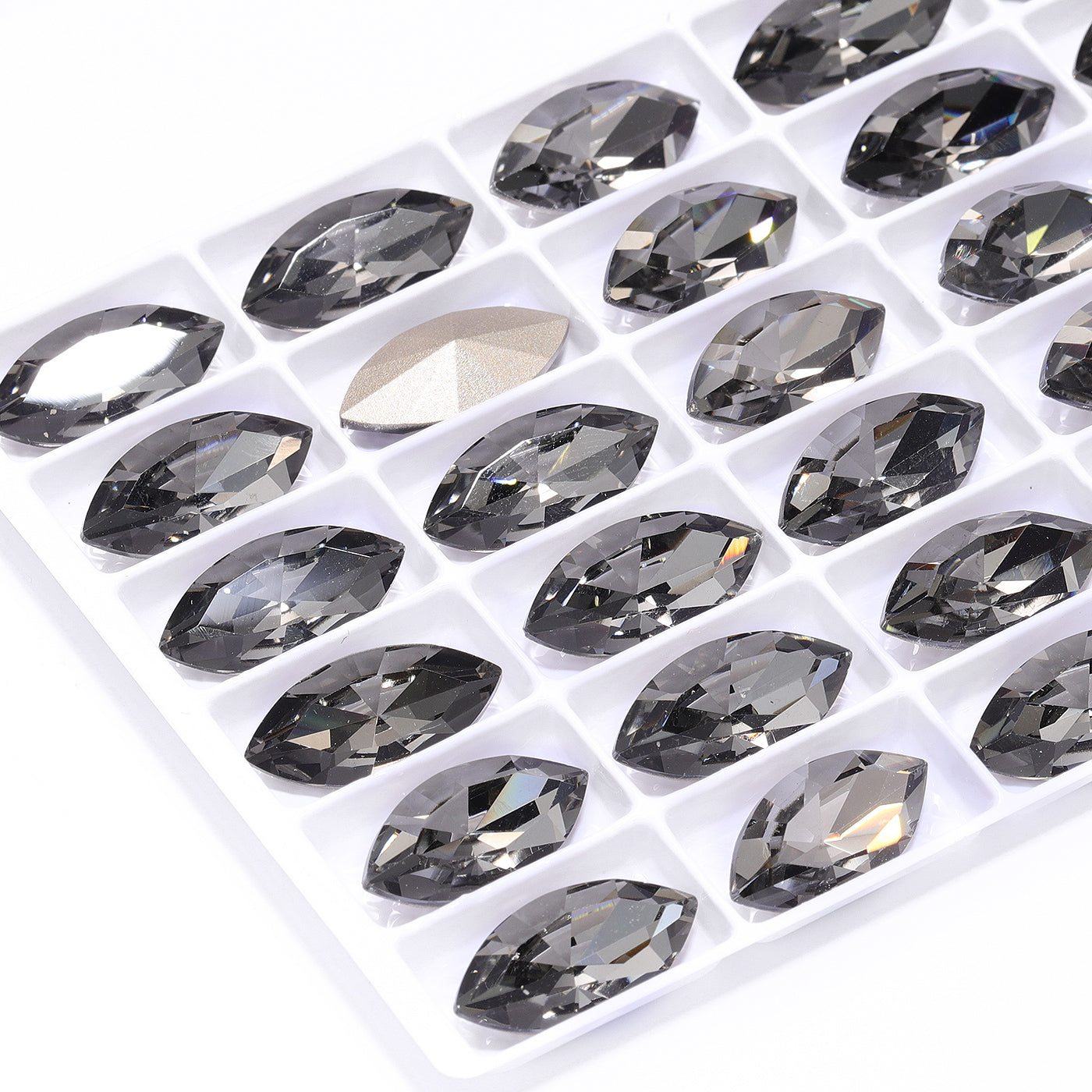 Black Diamond Navette Shape High Quality Glass Pointed Back Fancy Rhinestones Secondary image