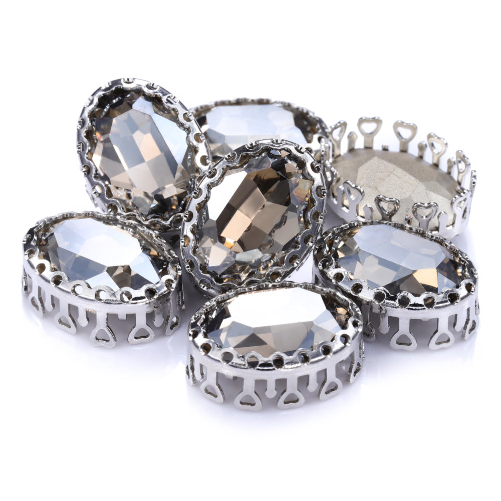 Satin Oval Shape High-Quality Glass Sew-on Nest Hollow Claw Rhinestones WholesaleRhinestone