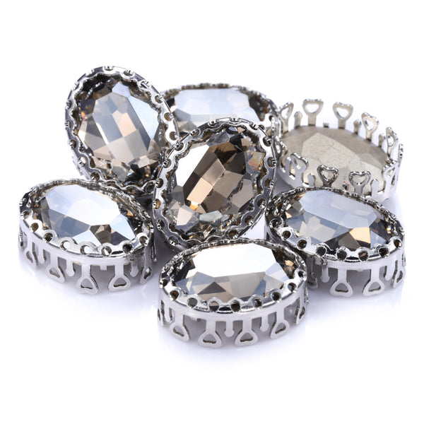 Satin Oval Shape High-Quality Glass Sew-on Nest Hollow Claw Rhinestones WholesaleRhinestone