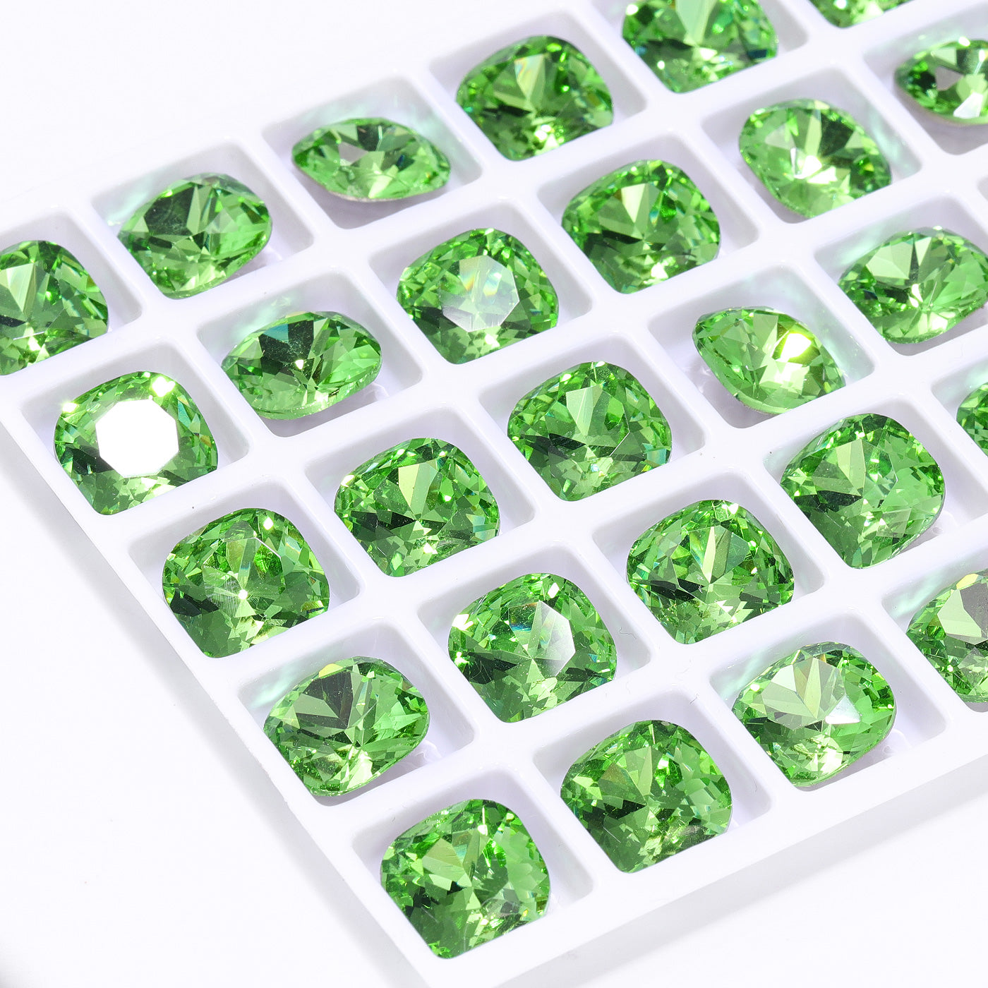 Peridot Cushion Square Shape High Quality Glass Pointed Back Fancy Rhinestones Secondary image