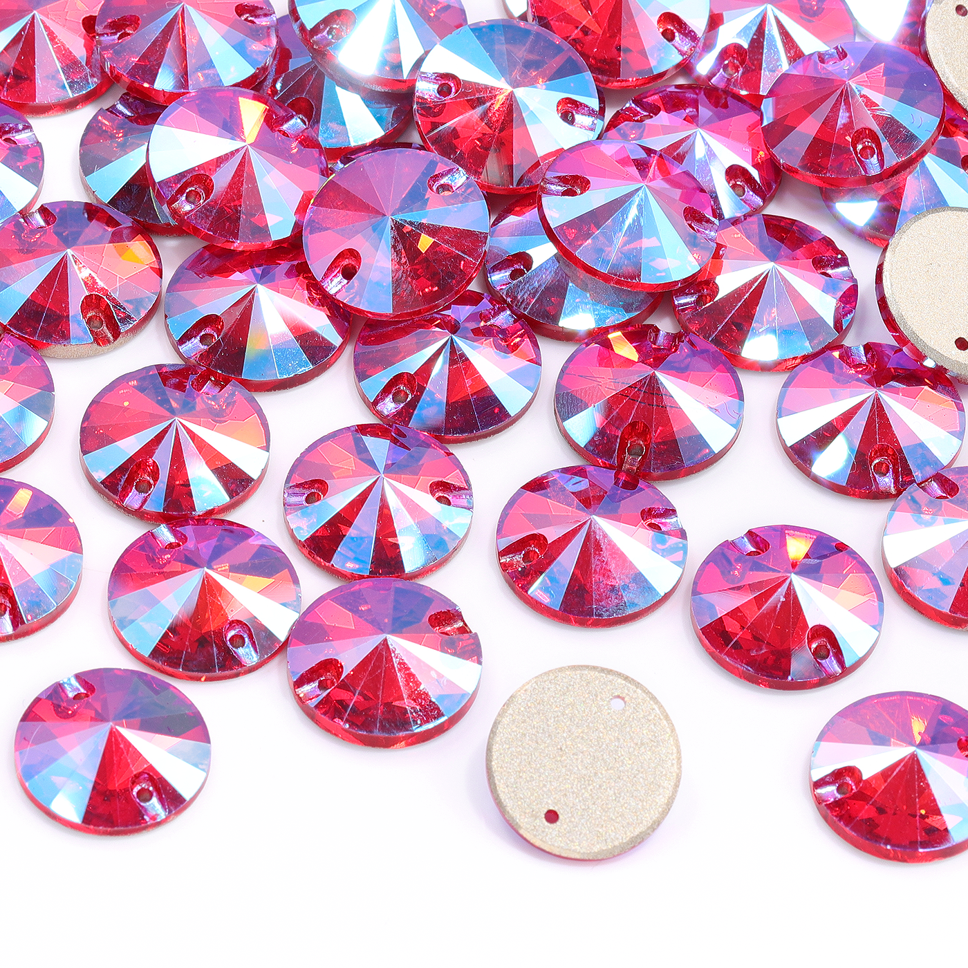 Light Siam Shimmer Rivoli Shape High Quality Glass Sew-on Rhinestones WholesaleRhinestone