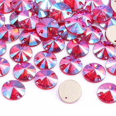 Light Siam Shimmer Rivoli Shape High Quality Glass Sew-on Rhinestones