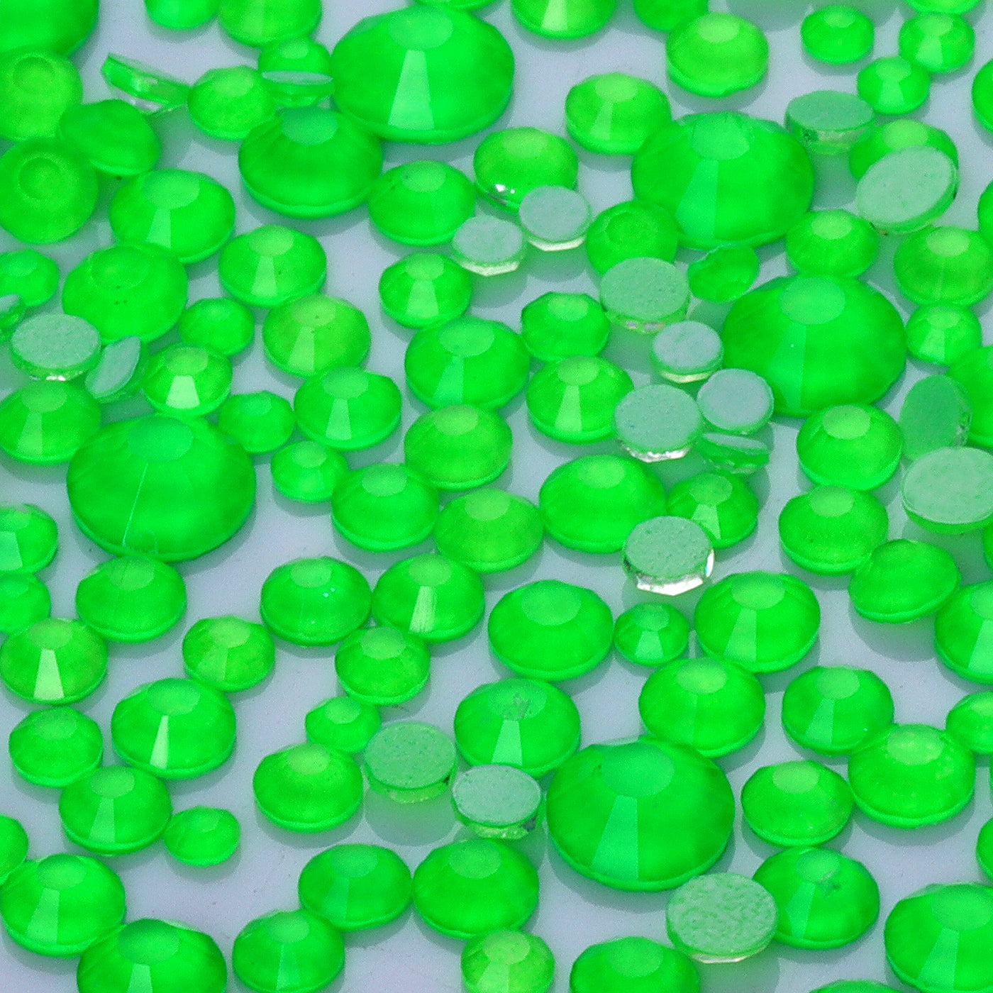 Mixed Sizes Green Glass FlatBack Neon Rhinestones For Nail Art WholesaleRhinestone