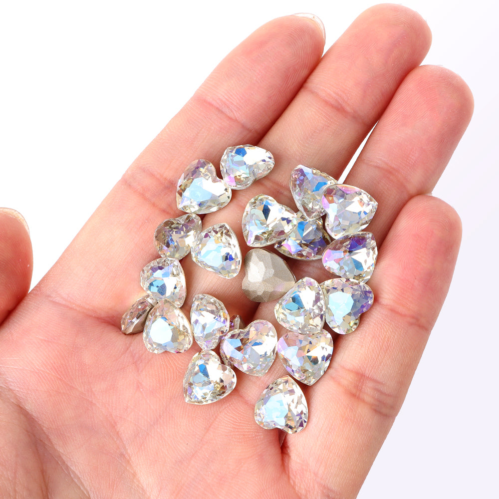 Moonlight Heart Shape High Quality Glass Pointed Back Fancy Rhinestones Secondary image