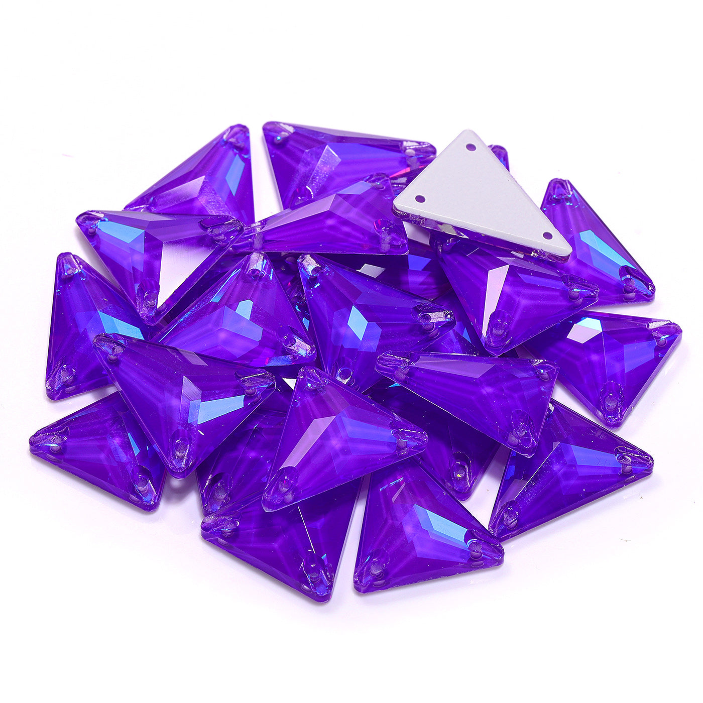Elektrische neon Violet Slim Triangle Shape Hoge kwaliteit Glazen Sewa-On Stregestones Secundaire afbeelding
