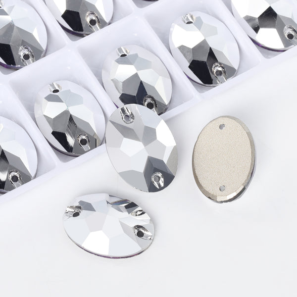 Comet Argent Light Oval Shape High Quality Glass Sew-on Rhinestones WholesaleRhinestone