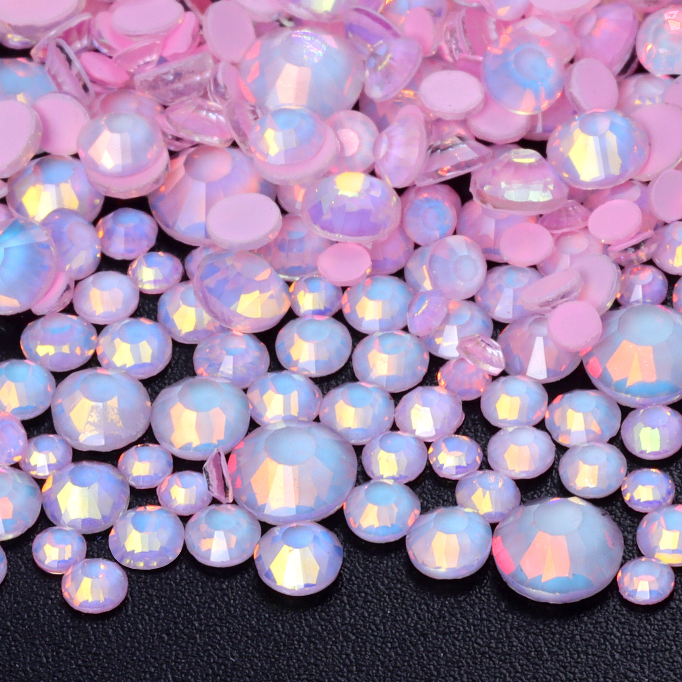 Mixed Sizes Mocha Opal Lt Pink Glass Flat Back Rhinestones For Nail Art Secondary image