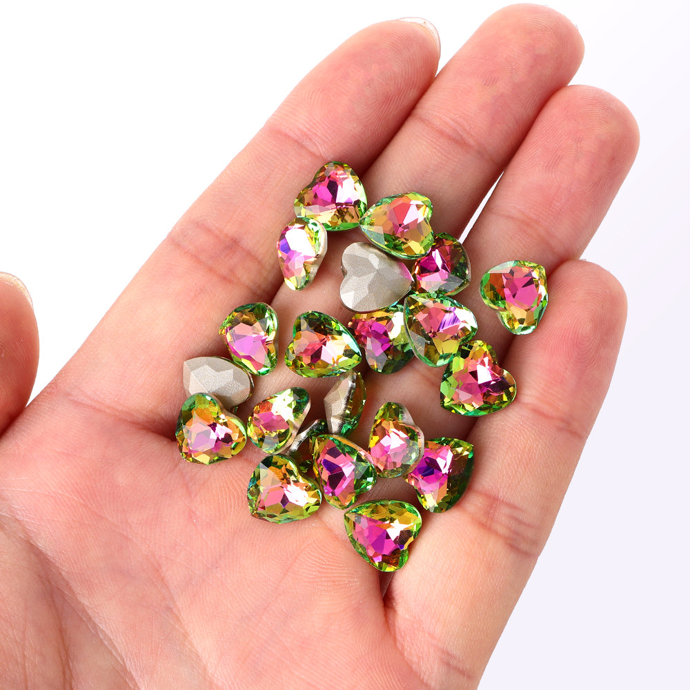 Vitrail Rose Heart Shape High Quality Glass Pointed Back Fancy Rhinestones Secondary image