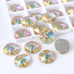 Luminous Green Rivoli  Shape High Quality Glass Sew-on Rhinestones WholesaleRhinestone