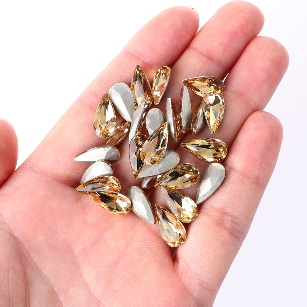 Light Smoked Topaz Teardrop Shape High Quality Glass Pointed Back Fancy Rhinestones Secondary image