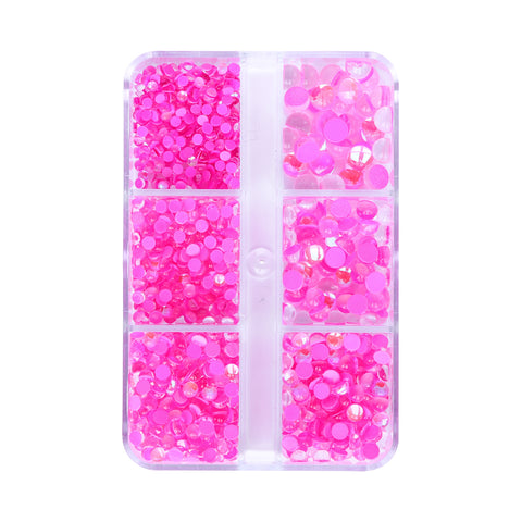 Mixed Sizes 6 Grid Box Mocha Pink Mermaid Tears Glass Half Pearls Rhinestones WholesaleRhinestone Hauptbild