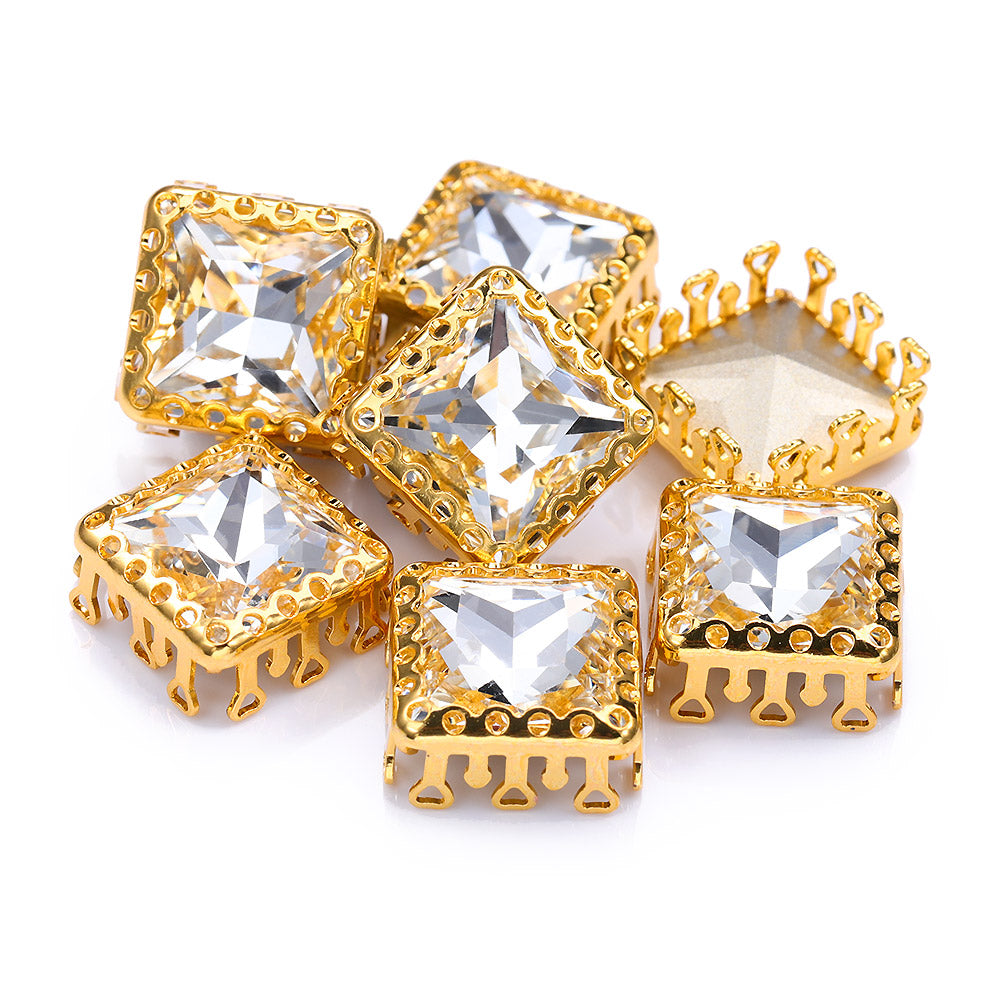 Crystal Princess Square Shape High-Quality Glass Sew-on Nest Hollow Claw Rhinestones WholesaleRhinestone Hovedbillede