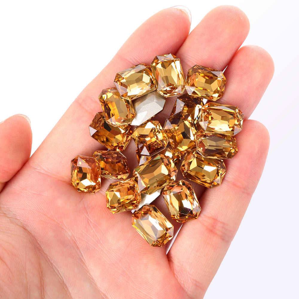 Light Smoked Topaz Thin Octagon Shape High Quality Glass Pointed Back Fancy Rhinestones Secondary image