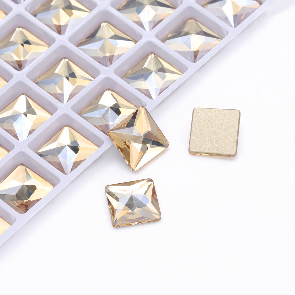 Golden Shadow Square Shape High Quality Glass Beveled Flat Back Rhinestones WholesaleRhinestone