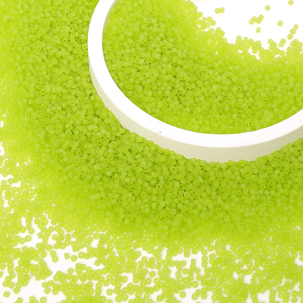 Transparent Frost Chartreuse Color Hight Quality Glass Cylinder Seed Beads 1.6 MM Size BS1021 Secondary image