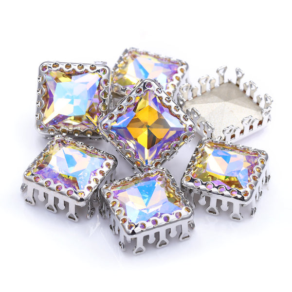 Paradise Shine Princess Square Shape High-Quality Glass Sew-on Nest Hollow Claw Rhinestones WholesaleRhinestone