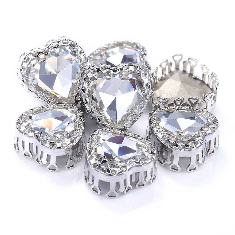 Crystal Maxi Heart Shape High-Quality Glass Sew-on Nest Hollow Claw Rhinestones WholesaleRhinestone