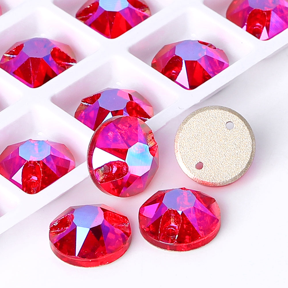 Light Siam Shimmer XIRIUS Round Shape High Quality Glass Sew-on Rhinestones Secondary image