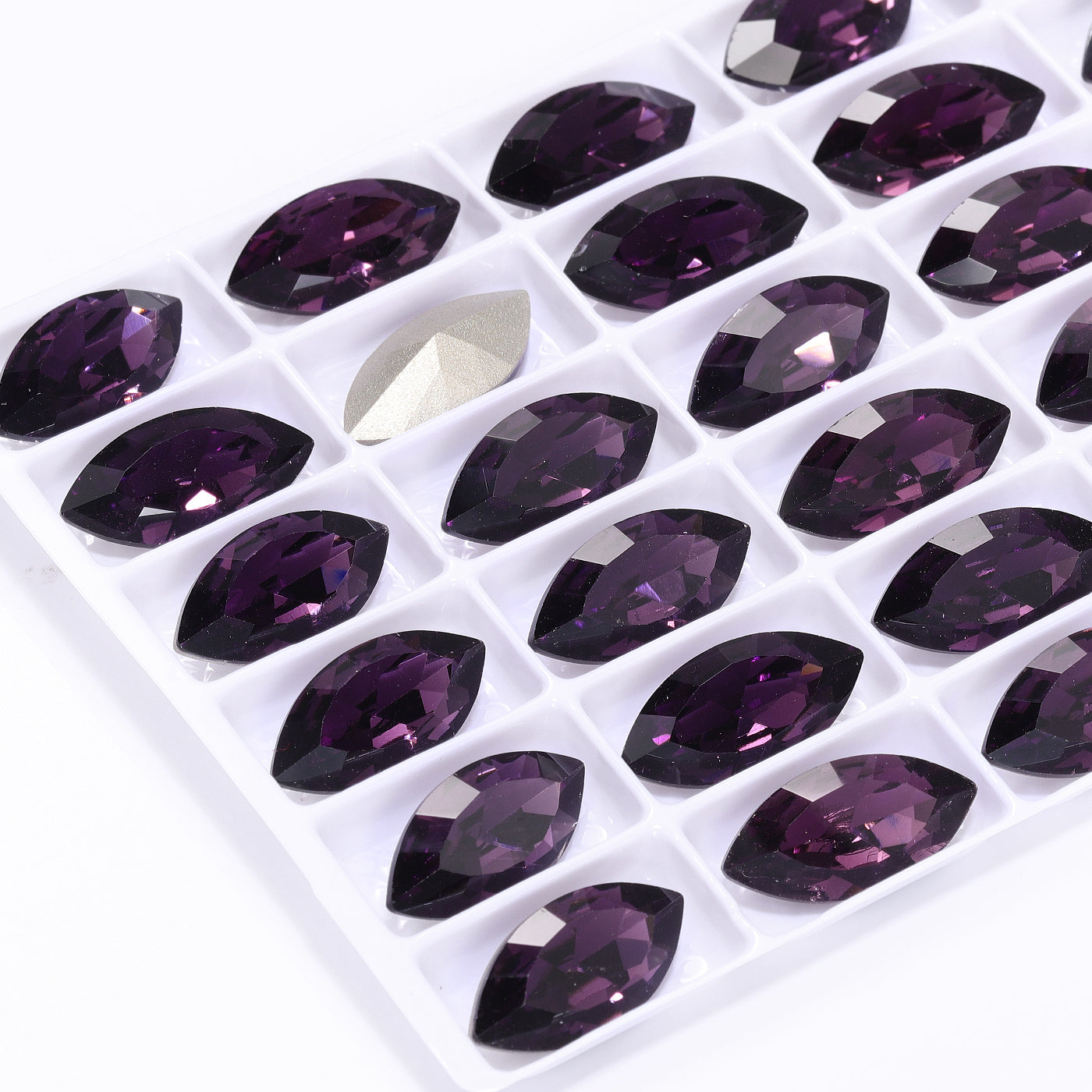 Amethyst Navette Shape High Quality Glass Pointed Back Fancy Rhinestones Secondary image