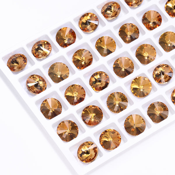 Light Smoked Topaz Rivoli Shape High Quality Glass Pointed Back Fancy Rhinestones WholesaleRhinestone