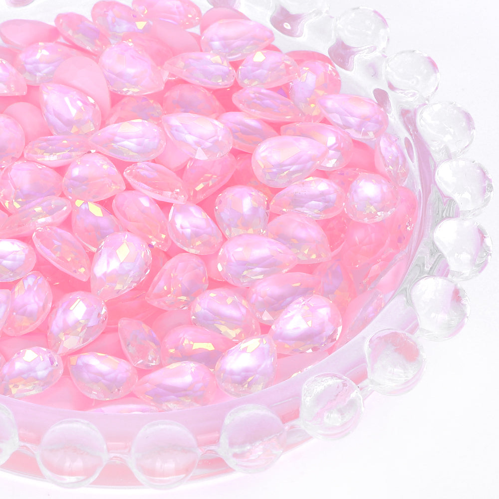 Light Pink AM Drop Shape Glass Pointed Back Fancy Rhinestones