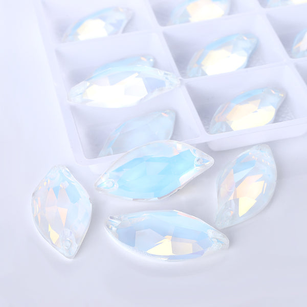 Crystal AM Diamond Leaf Shape High Quality Glass Sew-on Rhinestones WholesaleRhinestone