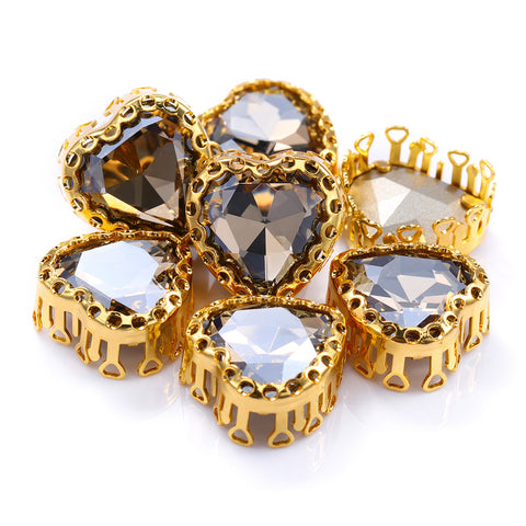 Satin Maxi Heart Shape High-Quality Glass Sew-on Nest Hollow Claw Rhinestones