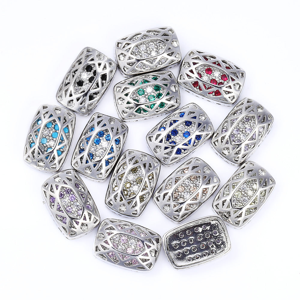 Cushion Rectangle Shape Imitation Rhodium Plated High-Quality Sew-on Alloy Charms Inlaid Cubic Zirconia