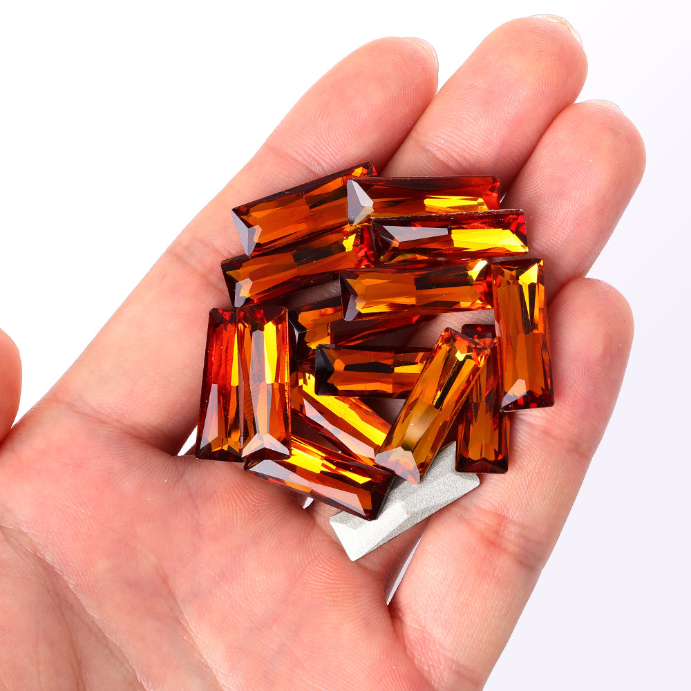 Tangerine Princess Baguette Shape High Quality Glass Pointed Back Fancy Rhinestones Secondary image
