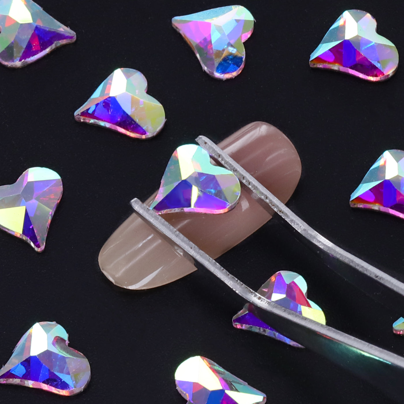 Heart Shape Crystal AB Glass Flat Back Fancy Rhinestones