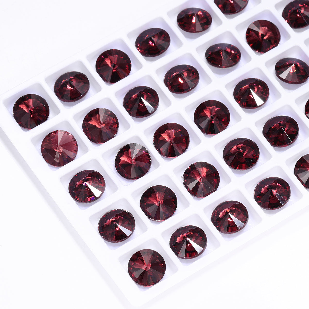Burgundy Rivoli Shape High Quality Glass Pointed Back Fancy Rhinestones WholesaleRhinestone