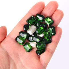 Fern Green Thin Octagon Shape High Quality Glass Pointed Back Fancy Rhinestones