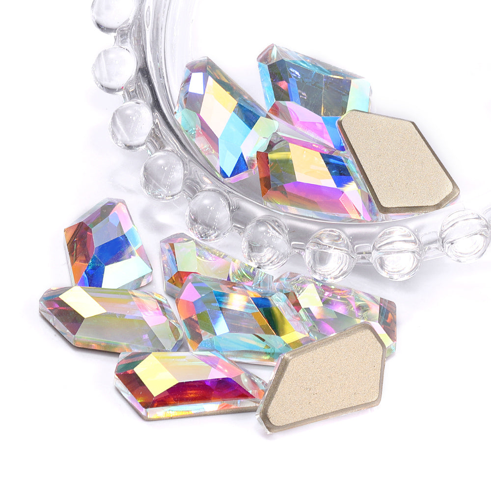 Crystal AB De-Art Shape High Quality Glass Beveled Flat Back Rhinestones WholesaleRhinestone
