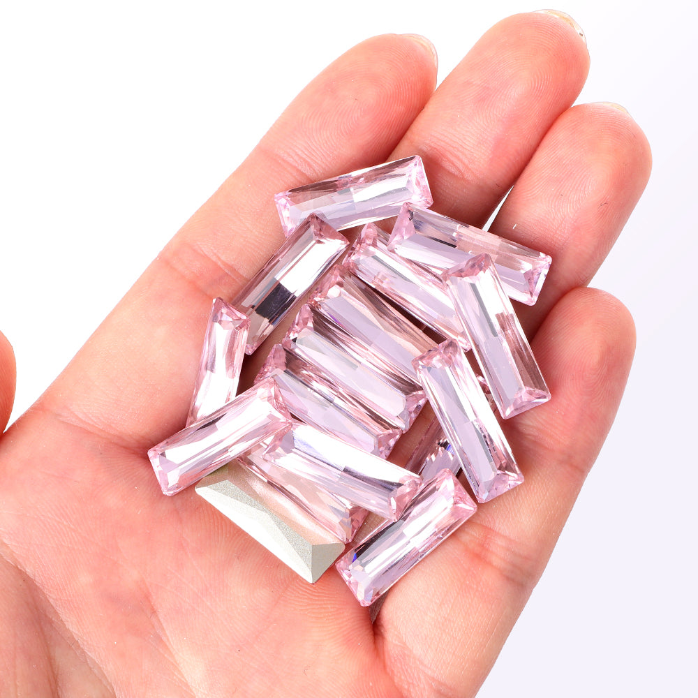 Lys rose prinsesse baguette form af høj kvalitet glas pegede tilbage fancy rhinestones Sekundært billede
