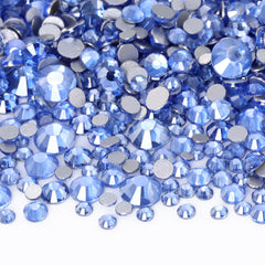 Mixed Sizes Star Light Blue Glass FlatBack Rhinestones For Nail Art Silver Back WholesaleRhinestone